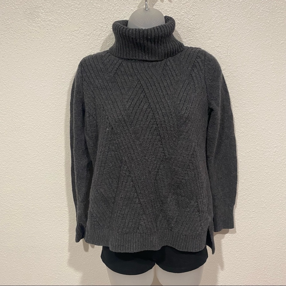banana republic grey turtleneck knitting ribbed sweater long sleeve top shirt